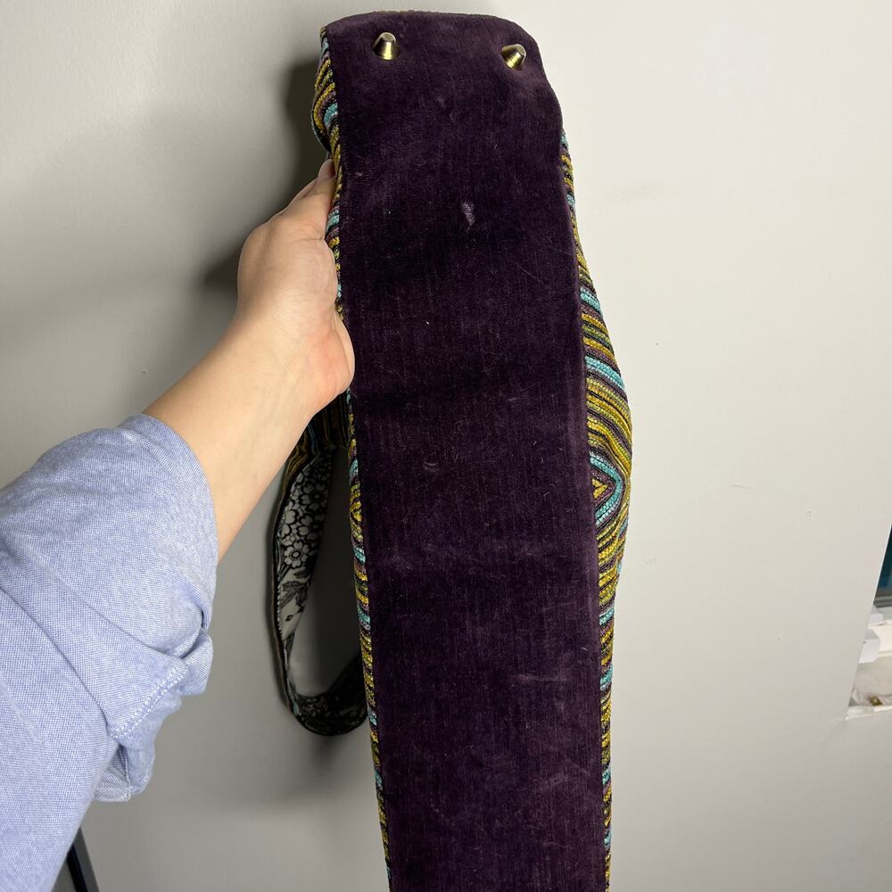 Offhand Designs Crescent Shoulder Knitting Bag Green Stripe Textured Woven - Picture 4 of 11